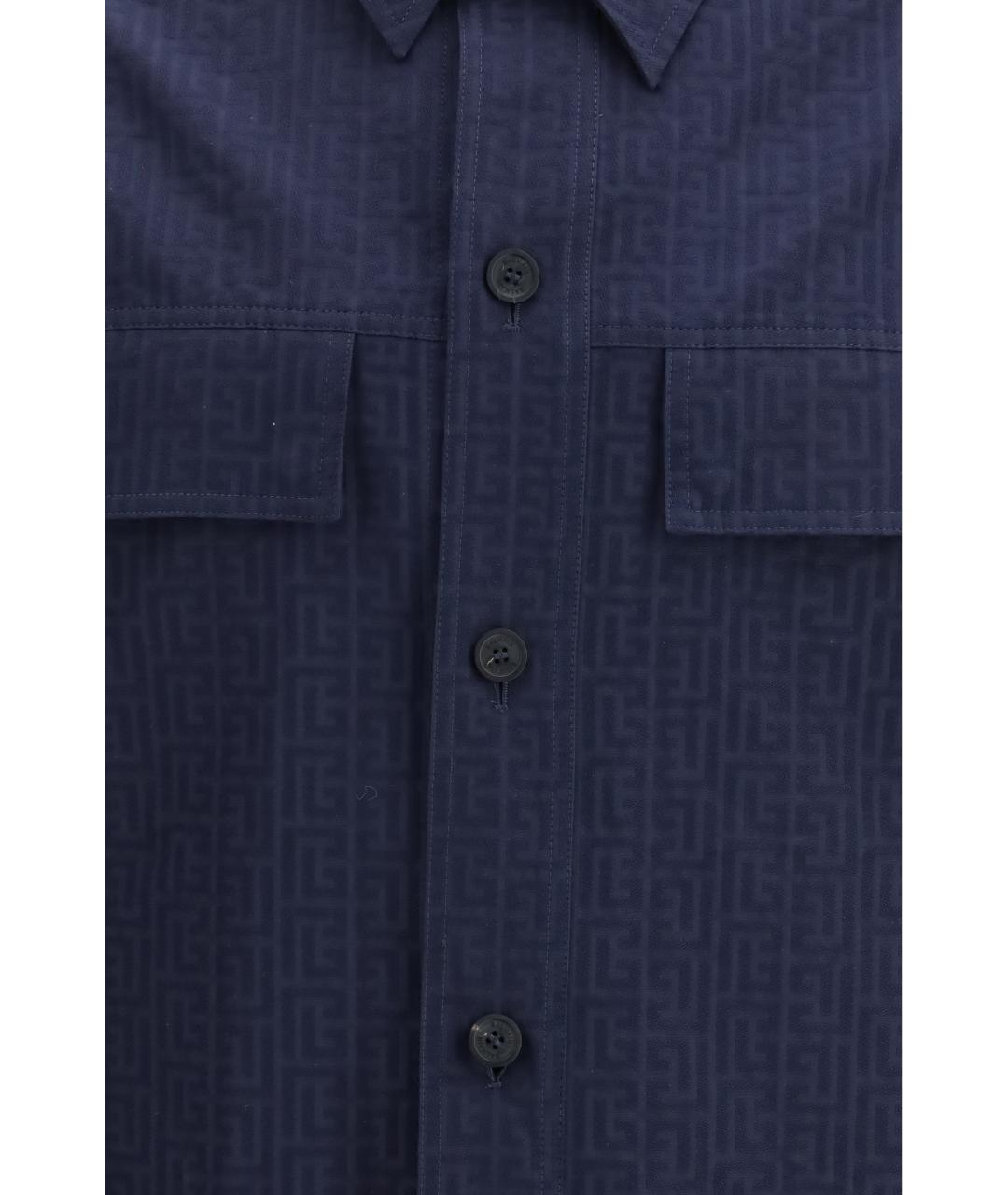 BALMAIN Темно-синяя хлопковая кэжуал рубашка, фото 3