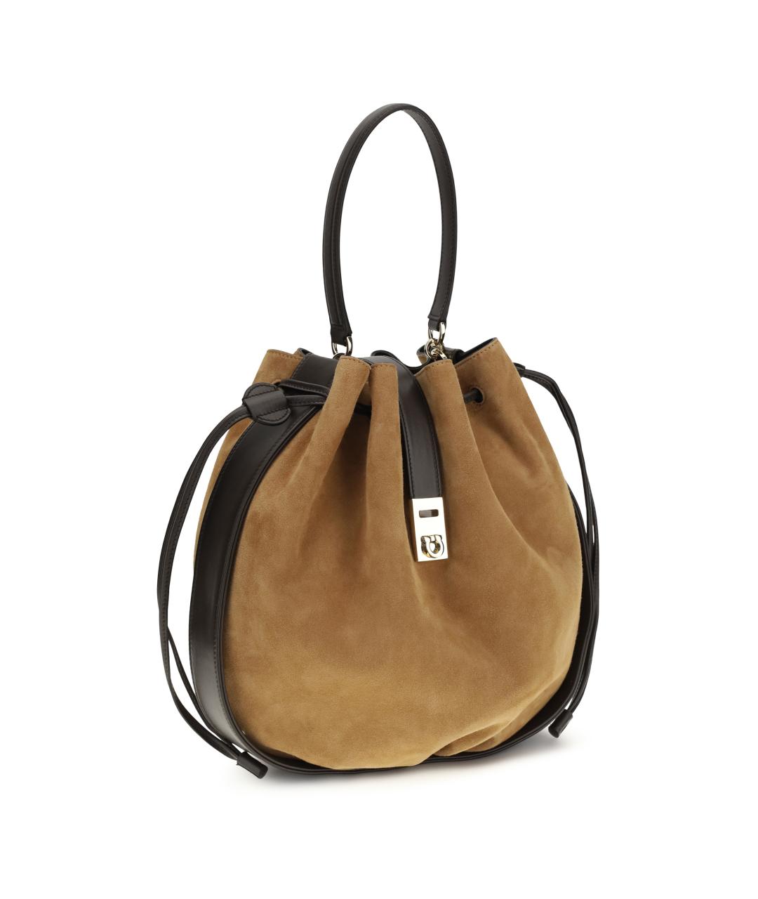 FERRAGAMO Бежевая замшевая сумка тоут, фото 2