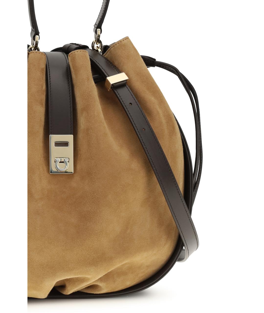 FERRAGAMO Бежевая замшевая сумка тоут, фото 4