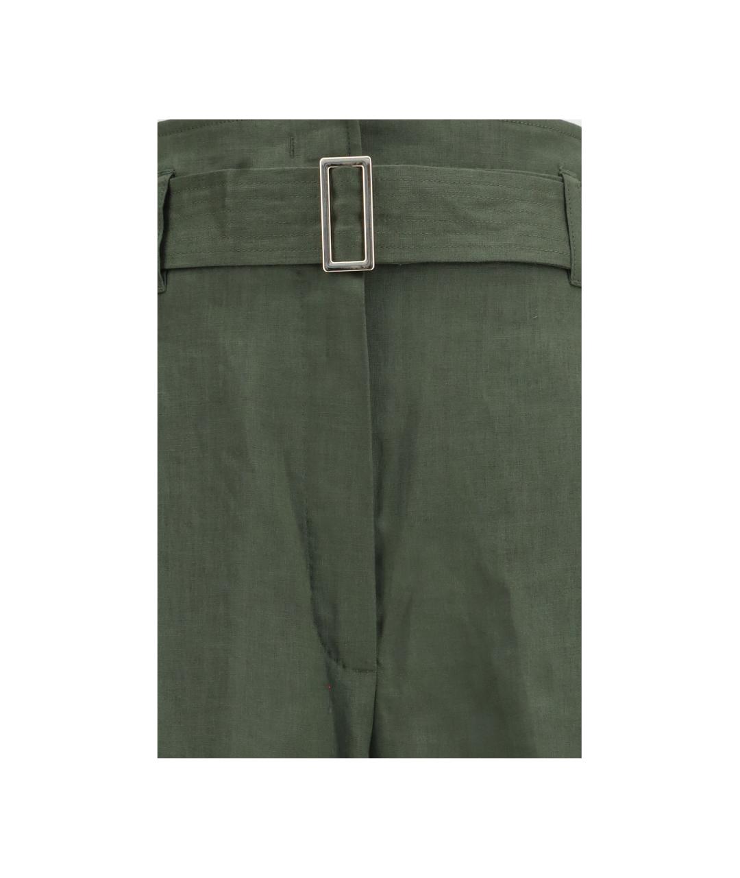 MAX MARA STUDIO Хаки льняные прямые брюки, фото 3