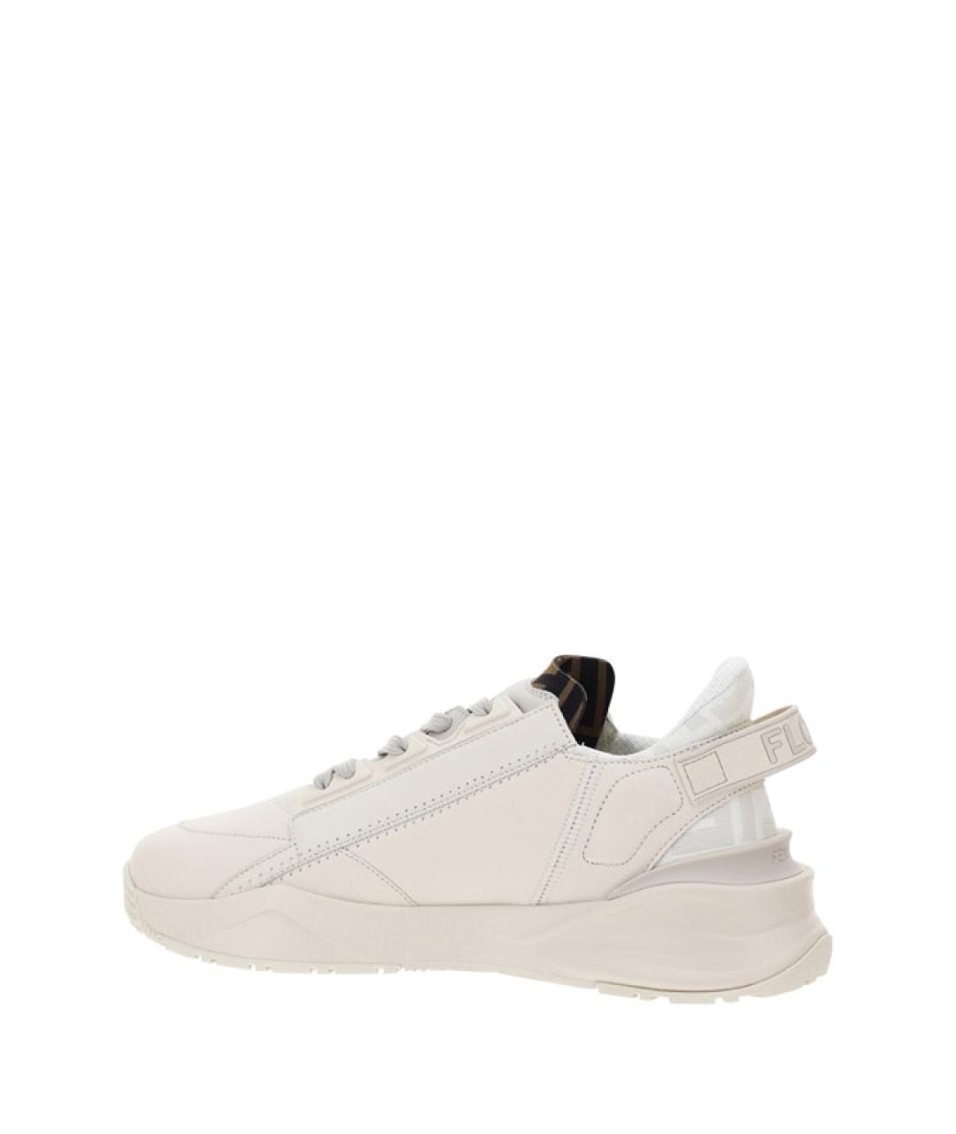 FENDI Бежевые кожаные низкие кроссовки / кеды, фото 3