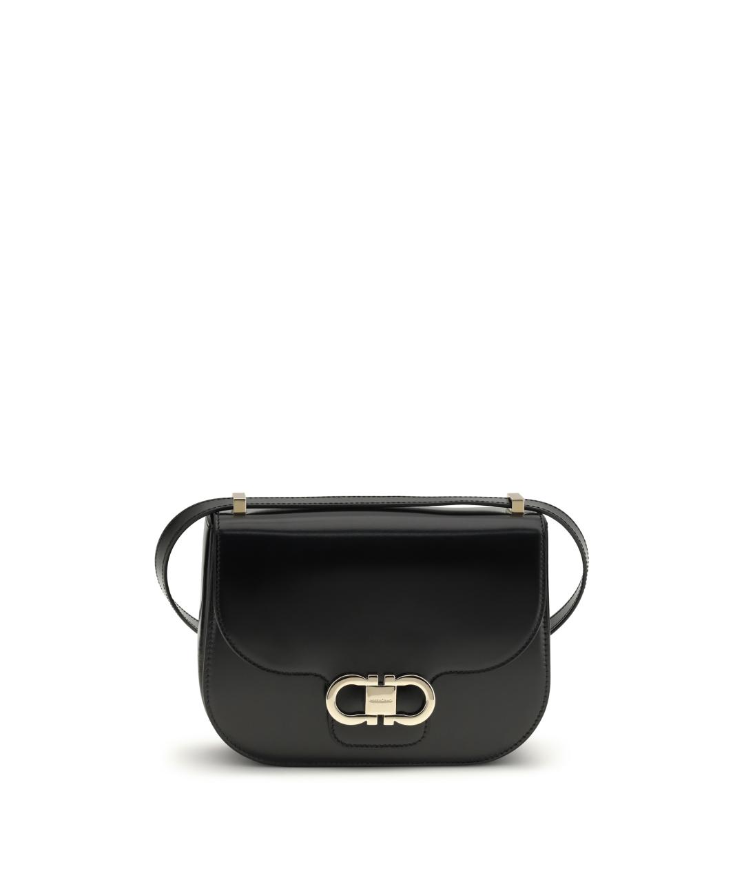 FERRAGAMO Черная кожаная сумка через плечо, фото 1