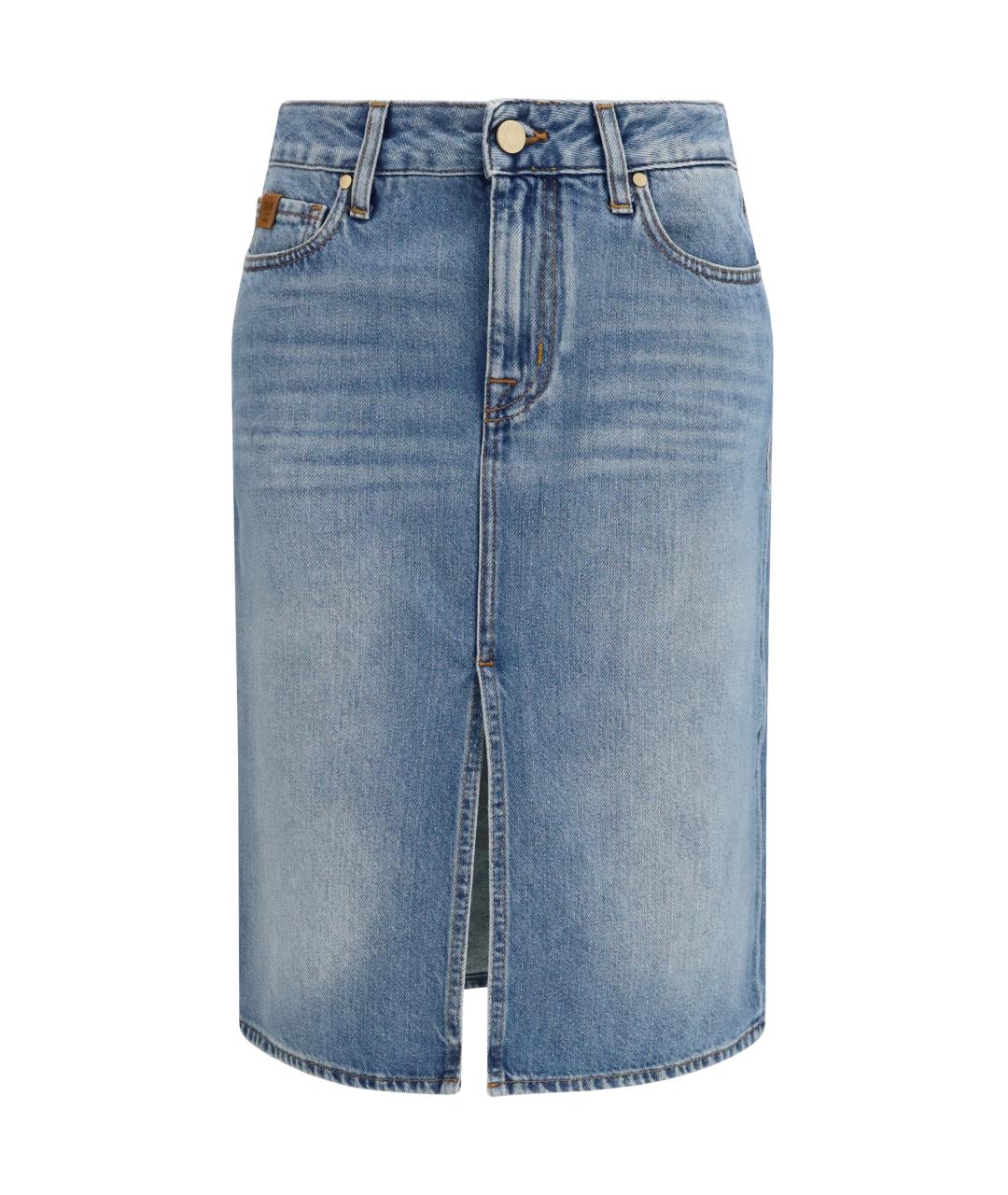 JACOB COHEN Синяя хлопковая юбка миди, фото 1