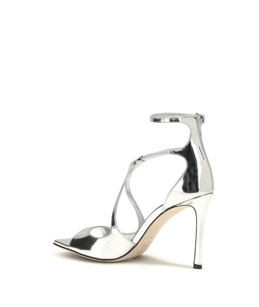 JIMMY CHOO Серебряные босоножки из лакированной кожи, фото 3