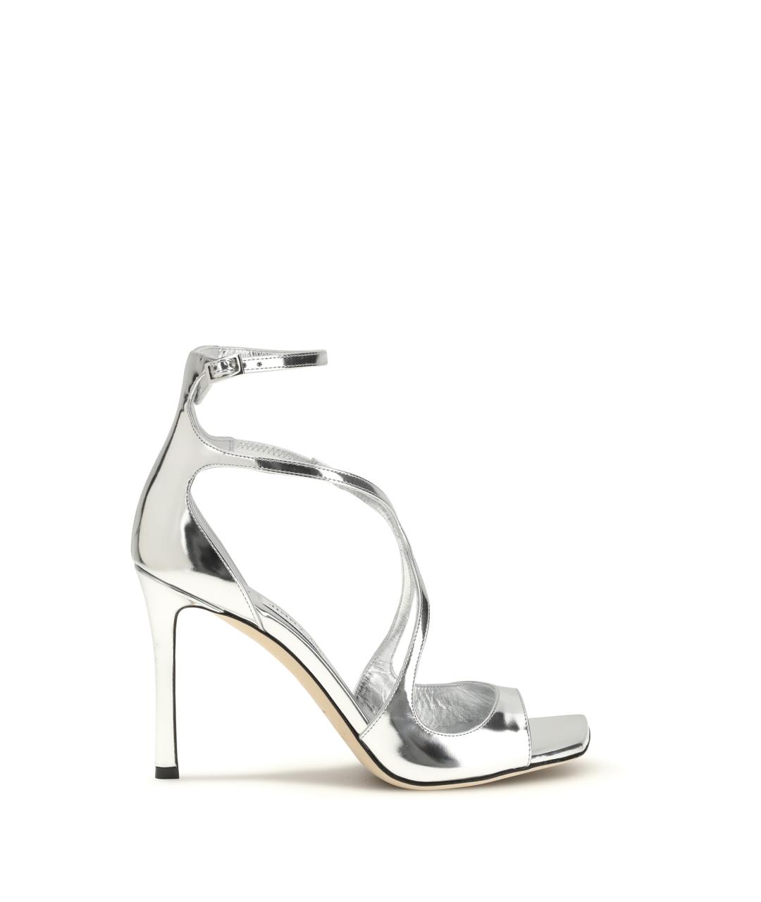 JIMMY CHOO Серебряные босоножки из лакированной кожи, фото 1