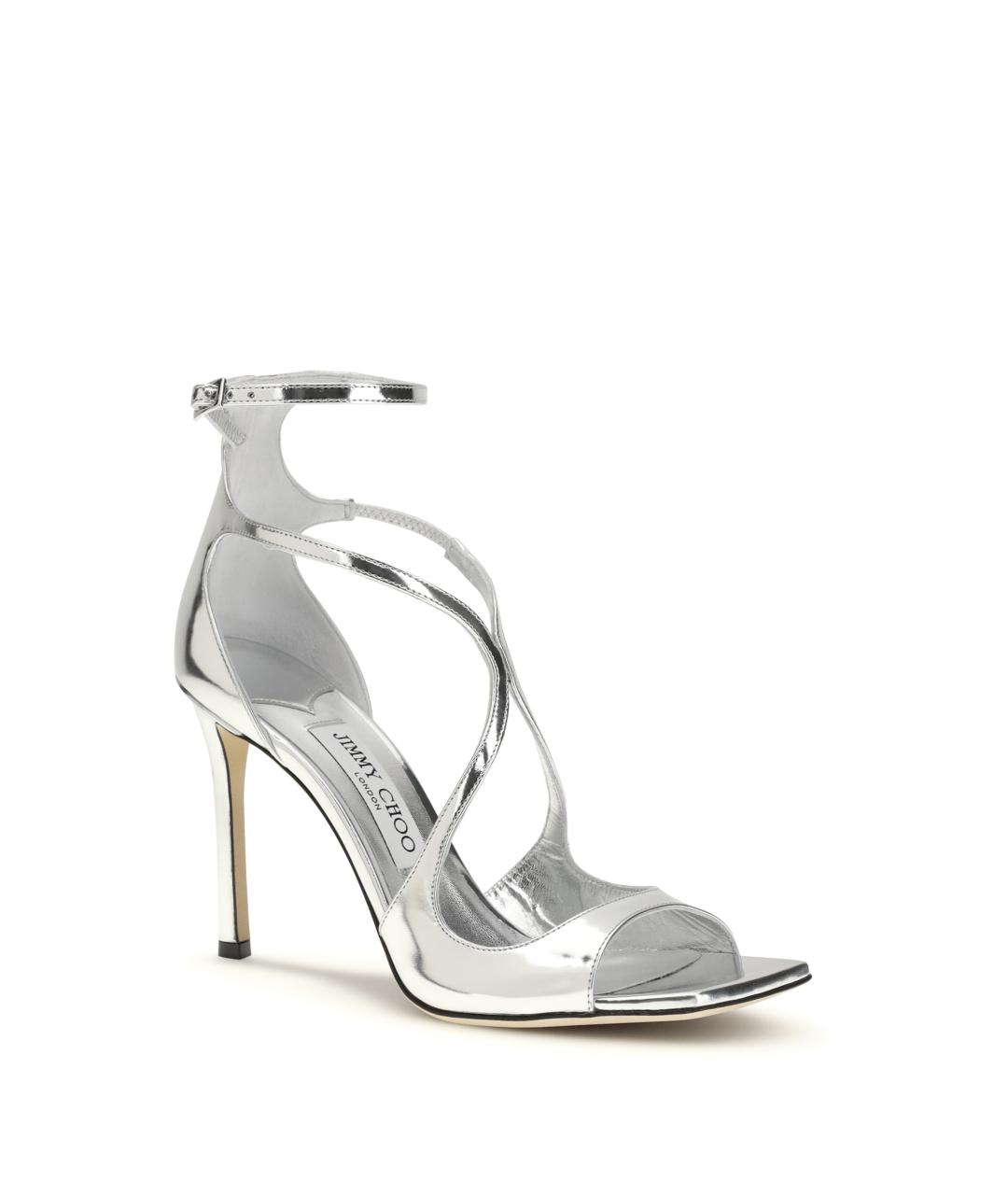 JIMMY CHOO Серебряные босоножки из лакированной кожи, фото 2