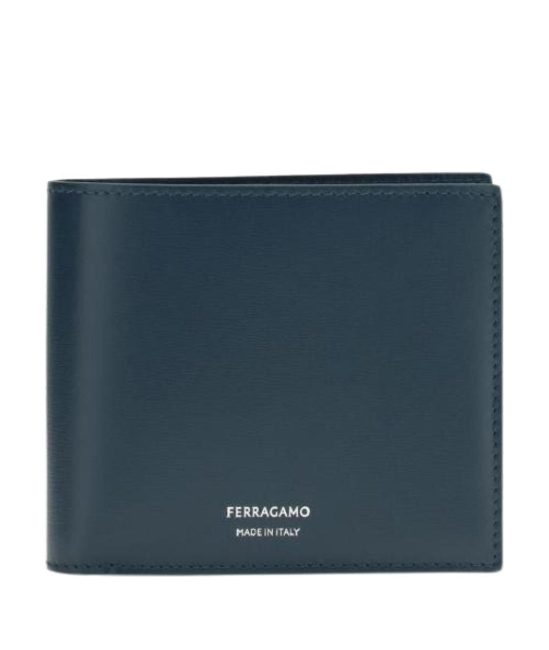 FERRAGAMO Синий кожаный кошелек, фото 1