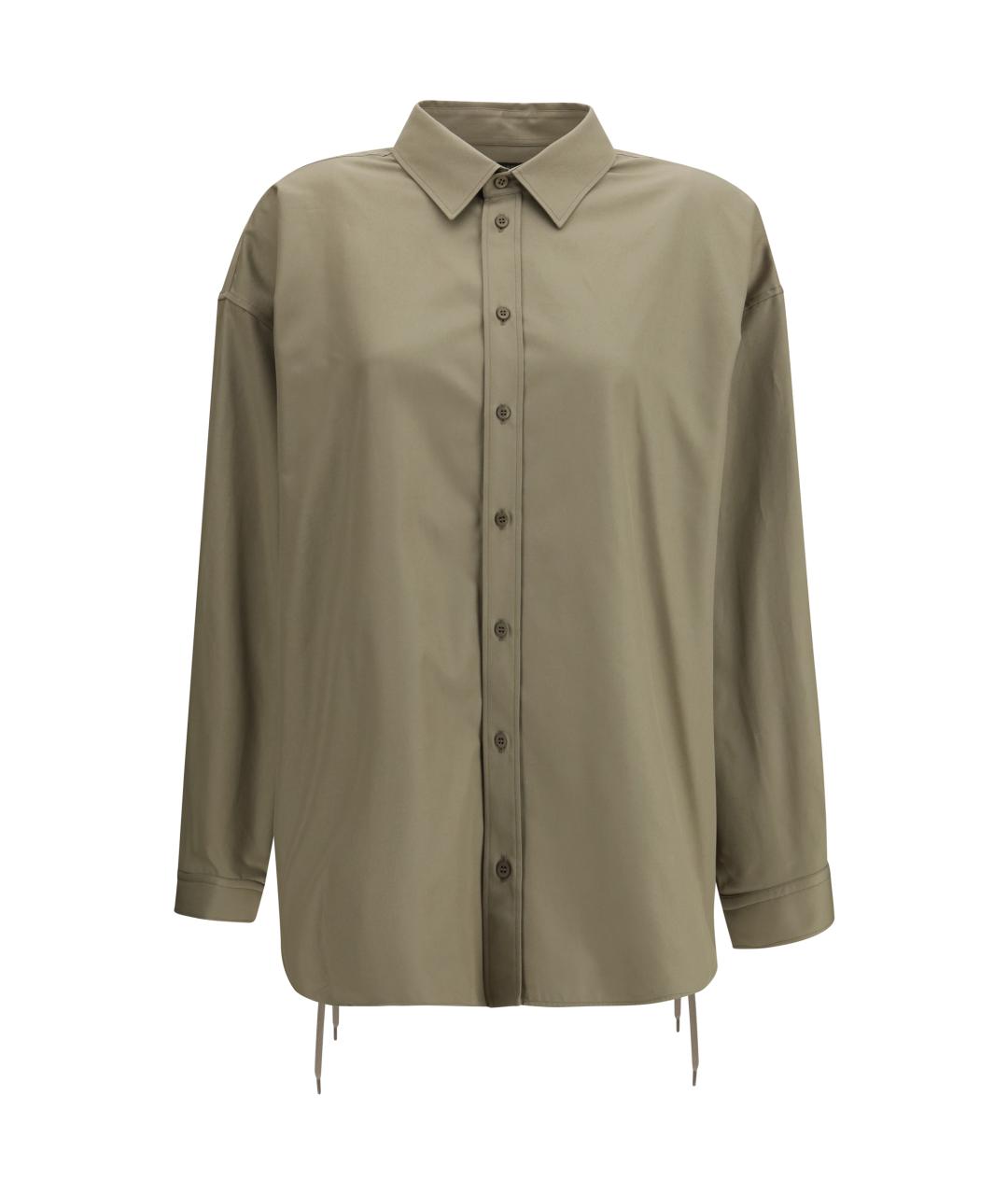 BALENCIAGA Хаки хлопковая рубашка, фото 1