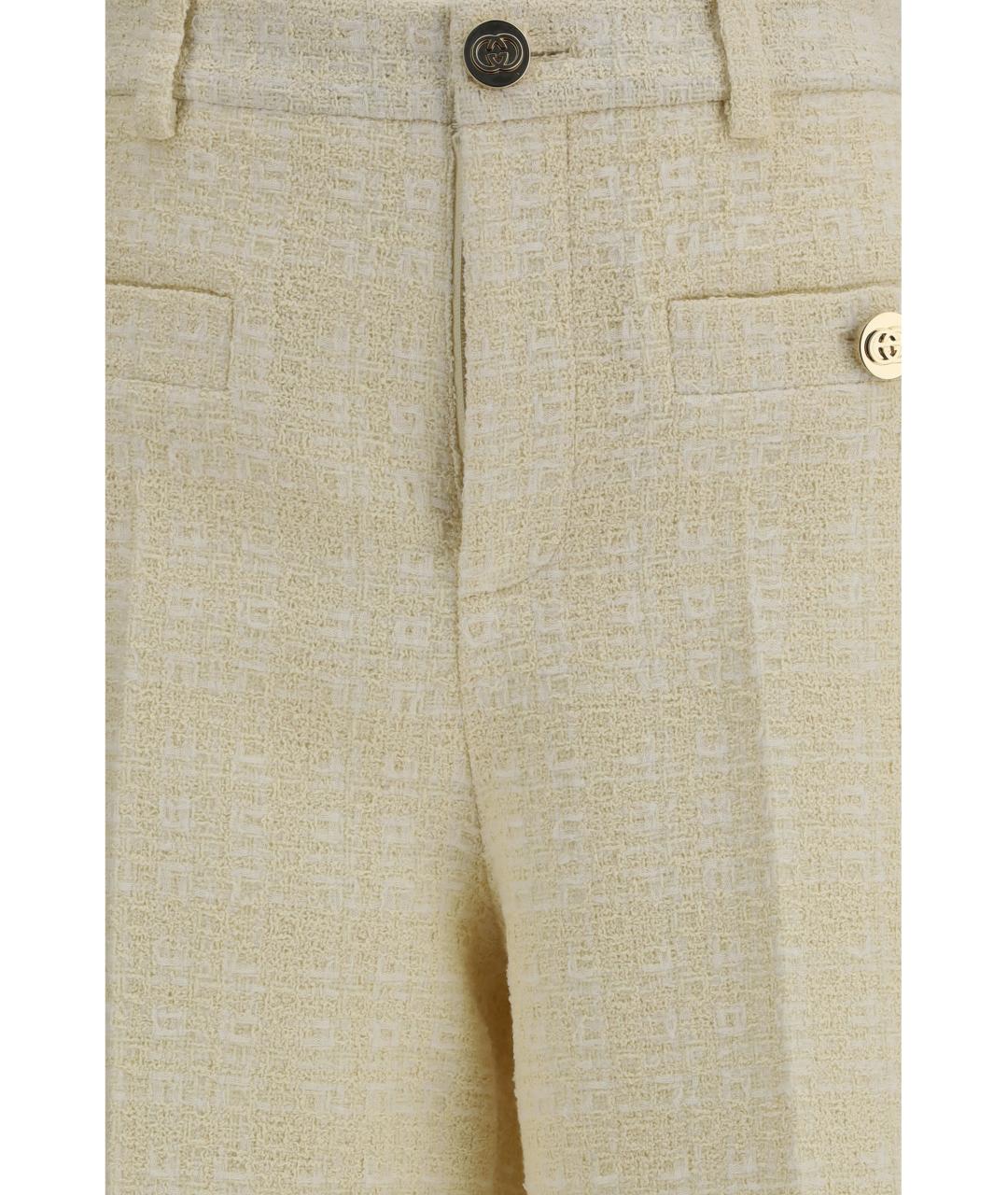 GUCCI Бежевые хлопковые прямые брюки, фото 3