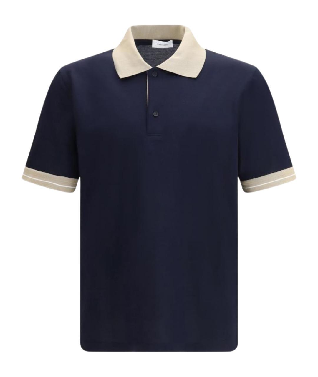 FERRAGAMO Синее хлопковое поло с коротким рукавом, фото 1