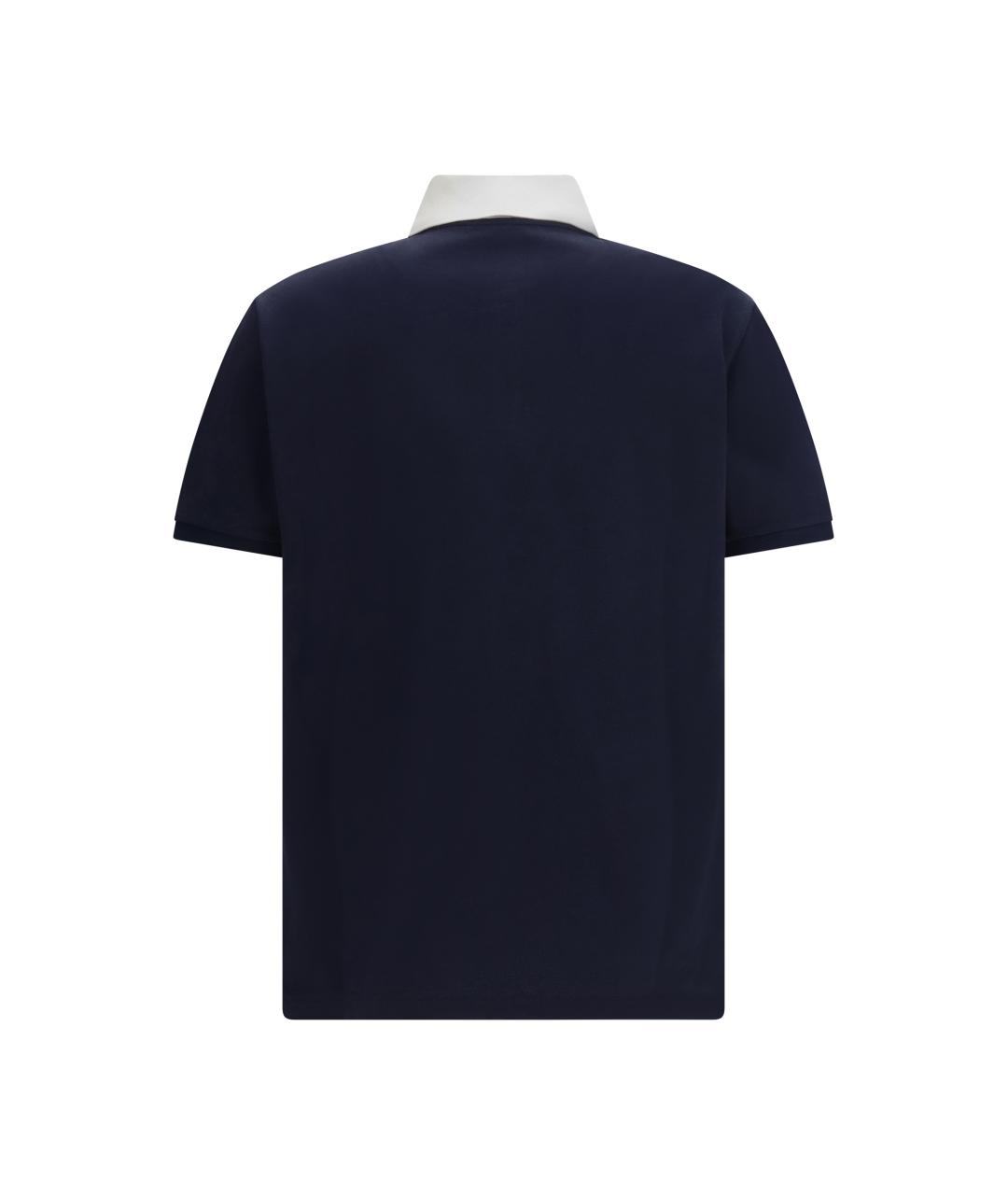 GUCCI Темно-синее хлопко-эластановое поло с коротким рукавом, фото 2