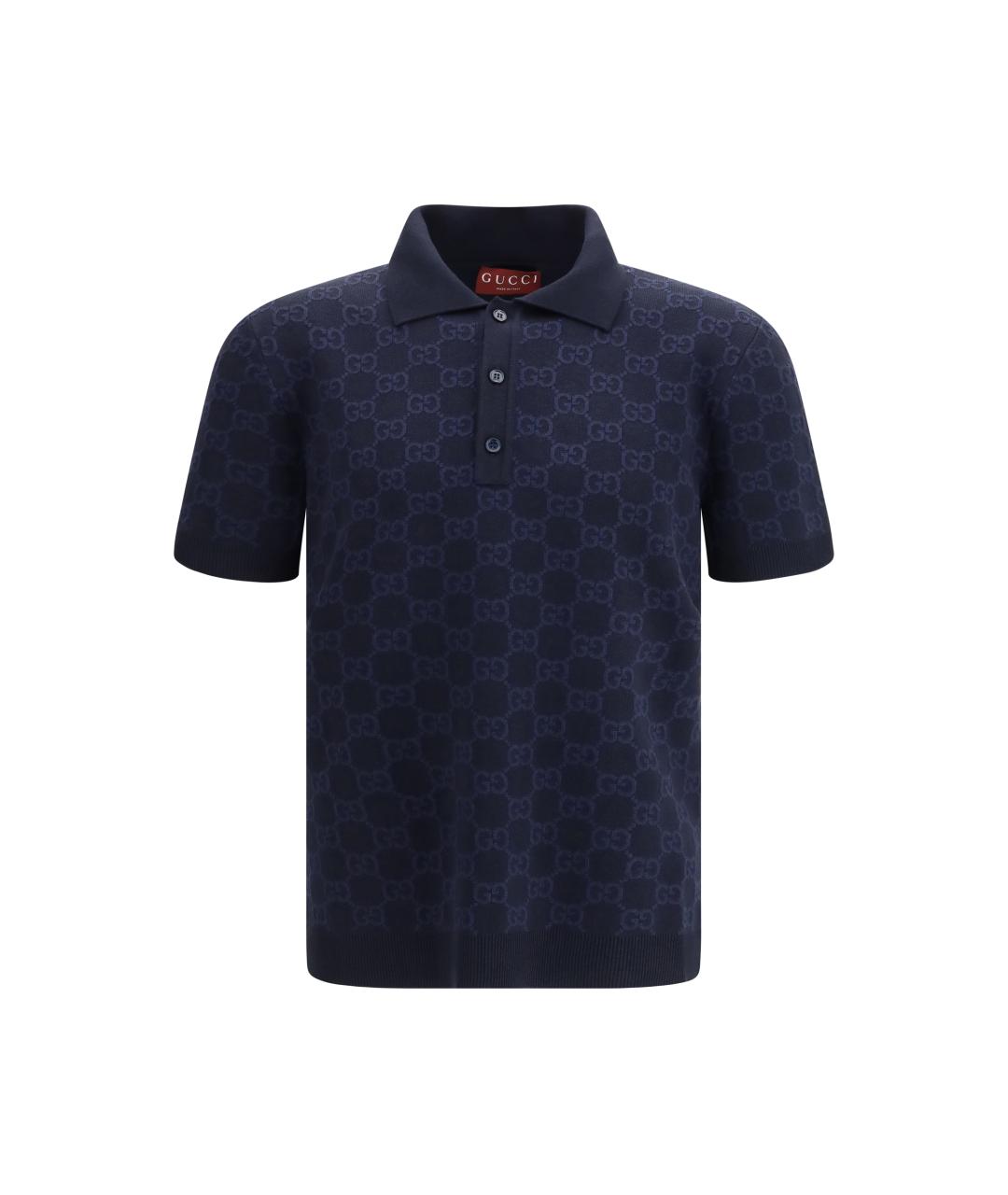 GUCCI Темно-синее поло с коротким рукавом, фото 1