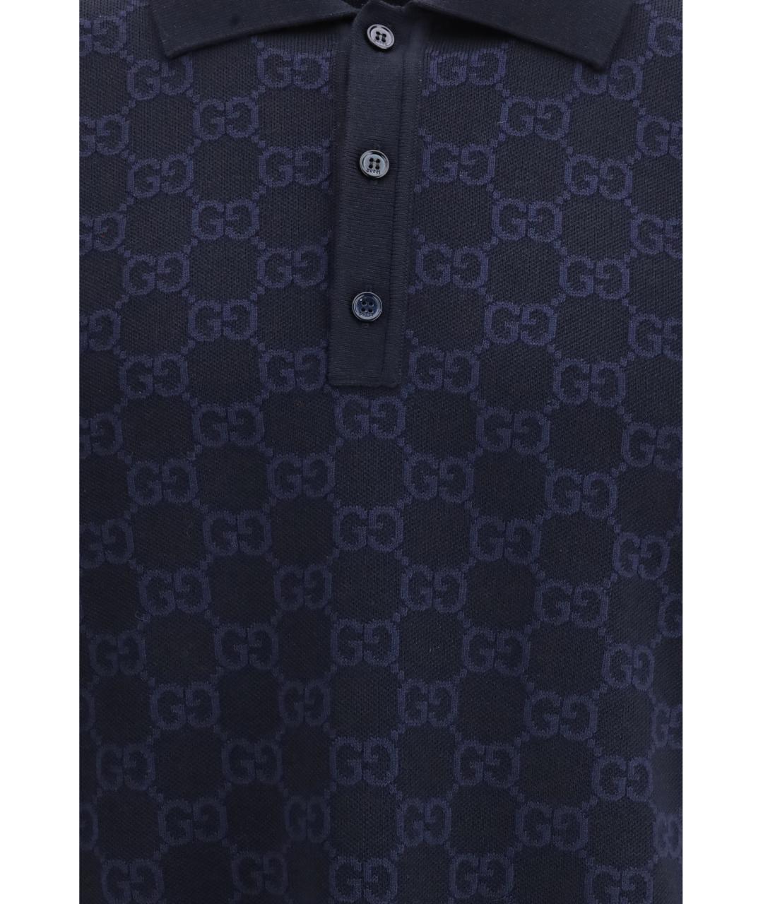 GUCCI Темно-синее поло с коротким рукавом, фото 3