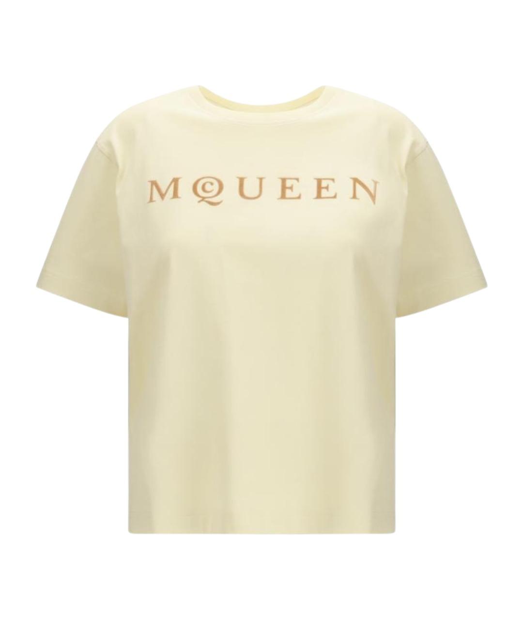 ALEXANDER MCQUEEN Бежевая хлопковая футболка, фото 1