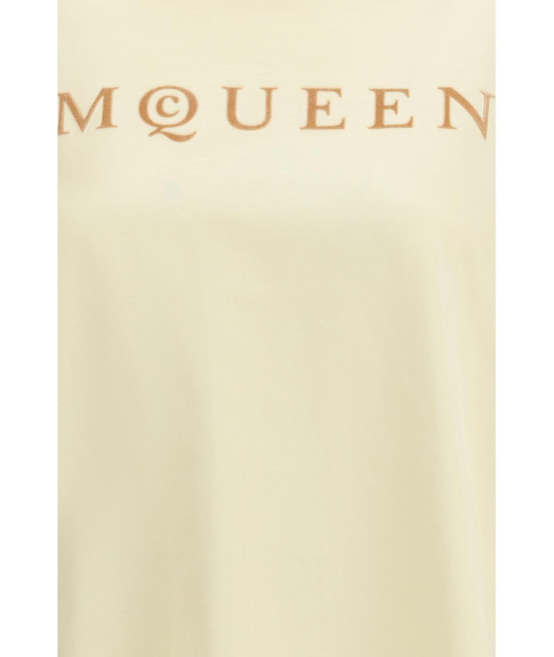 ALEXANDER MCQUEEN Бежевая хлопковая футболка, фото 3