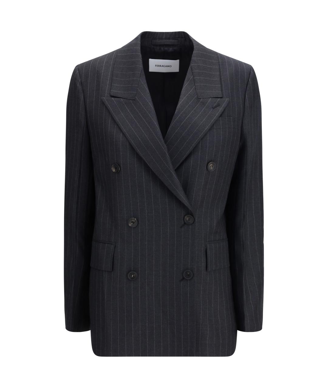 FERRAGAMO Серый шерстяной жакет/пиджак, фото 1