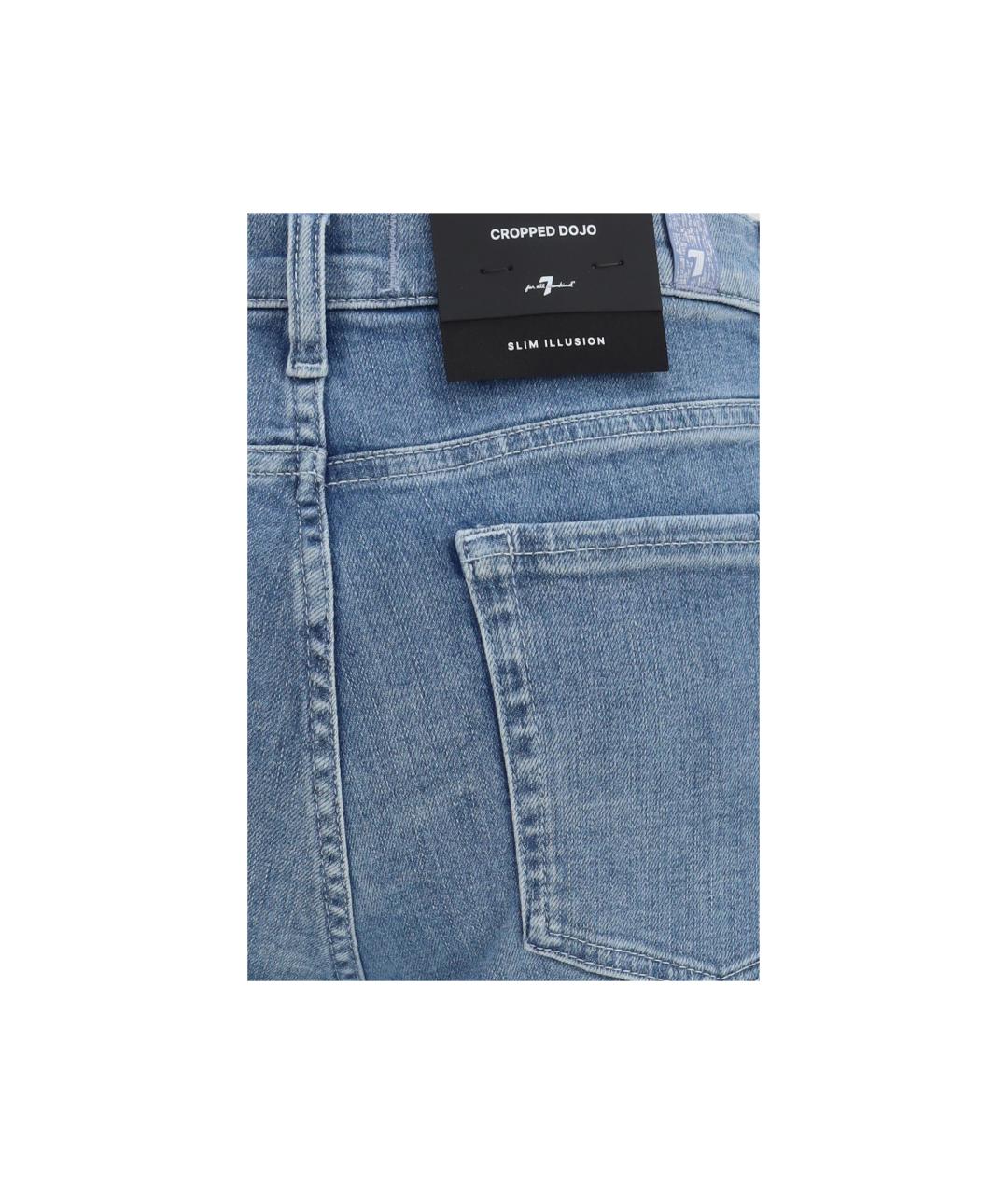 7 FOR ALL MANKIND Синие хлопко-эластановые джинсы клеш, фото 3