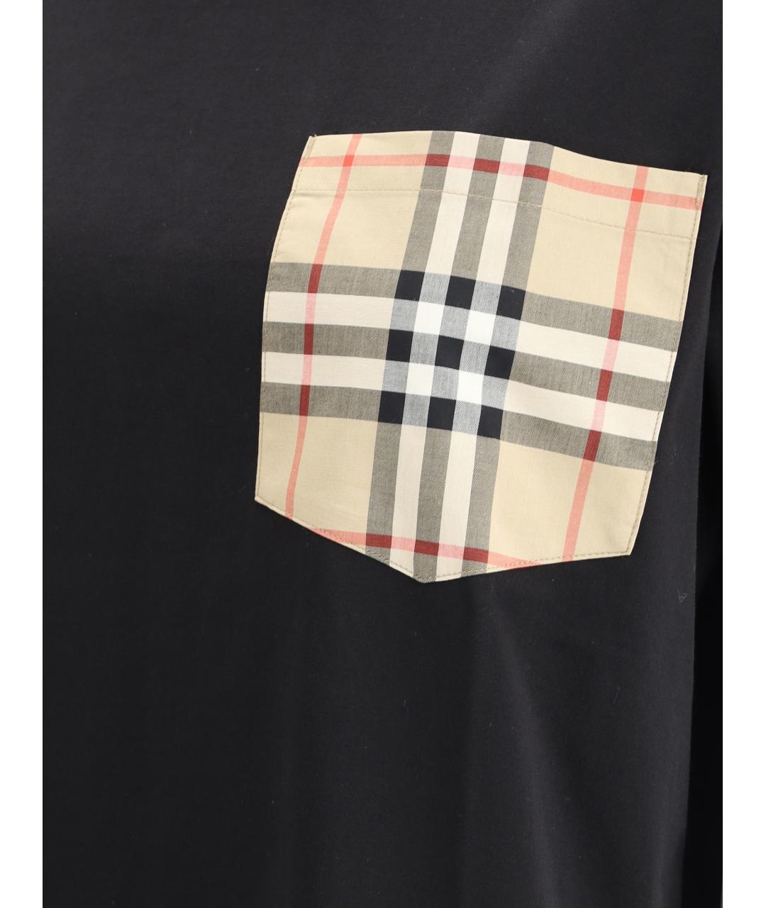 BURBERRY Черная хлопковая футболка, фото 3