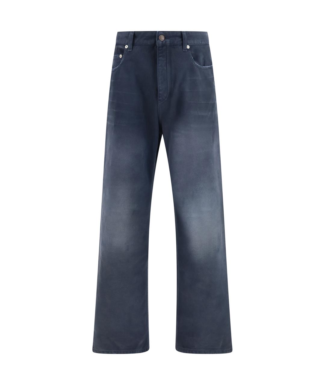 BALENCIAGA Синие хлопковые прямые джинсы, фото 1