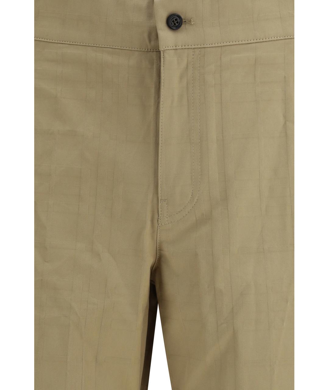 BURBERRY Бежевые хлопковые повседневные брюки, фото 3