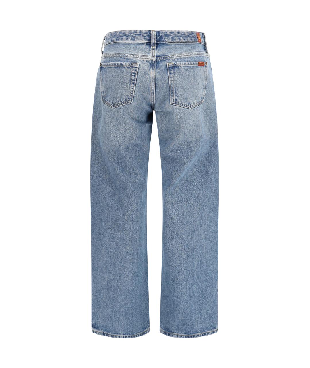 7 FOR ALL MANKIND Голубые хлопковые прямые джинсы, фото 2