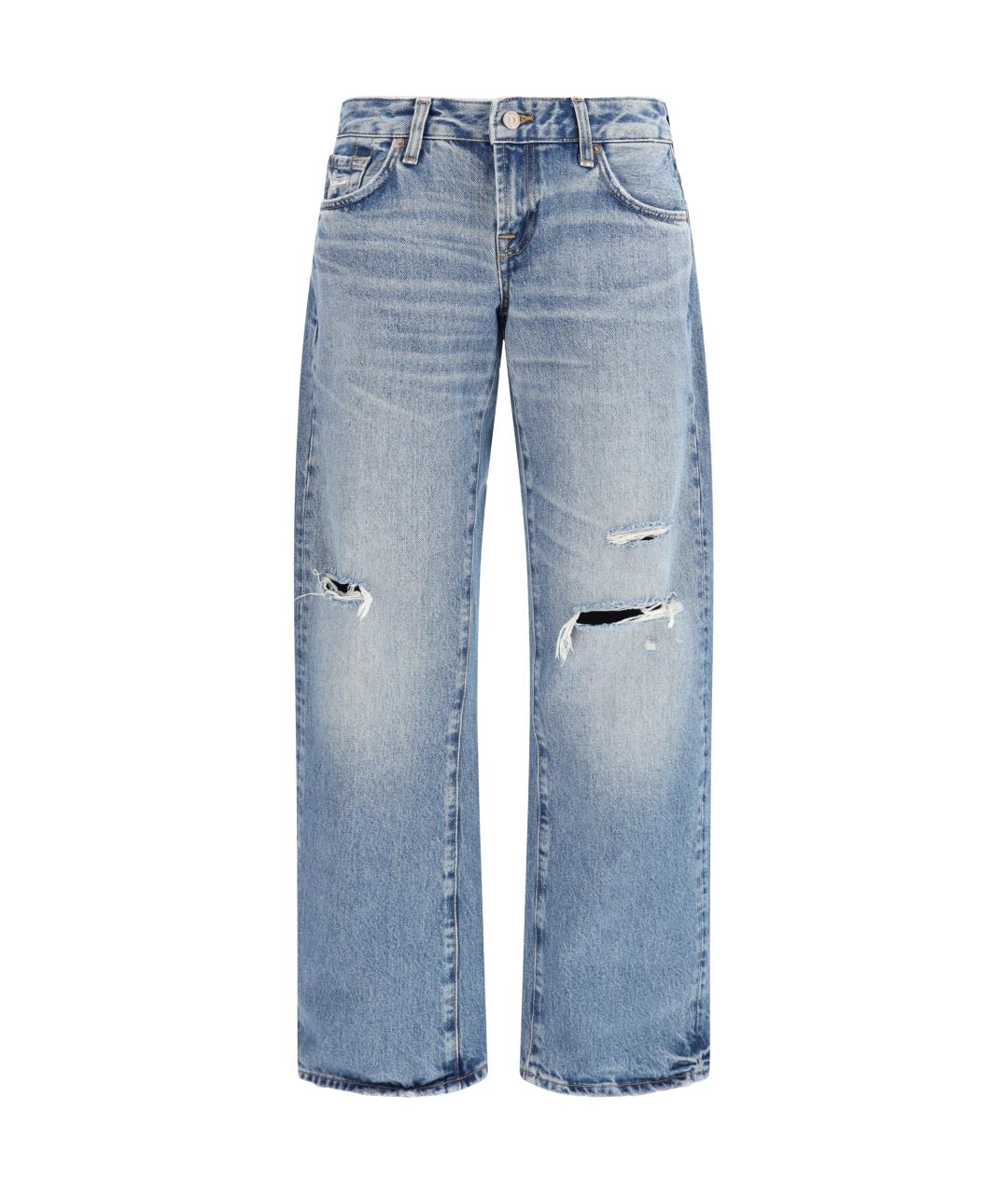 7 FOR ALL MANKIND Голубые хлопковые прямые джинсы, фото 1