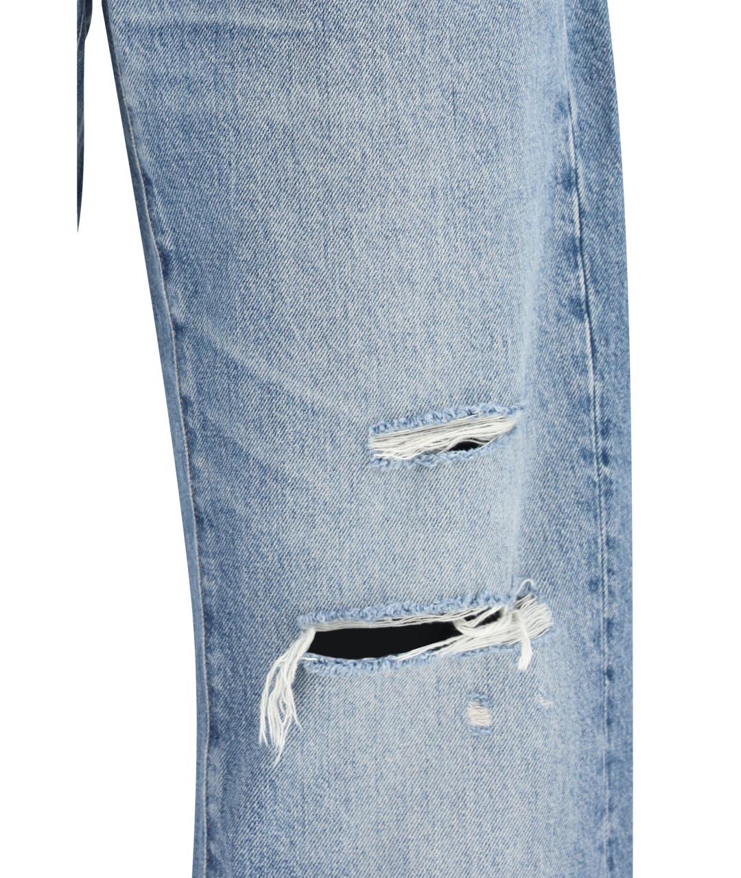 7 FOR ALL MANKIND Голубые хлопковые прямые джинсы, фото 3