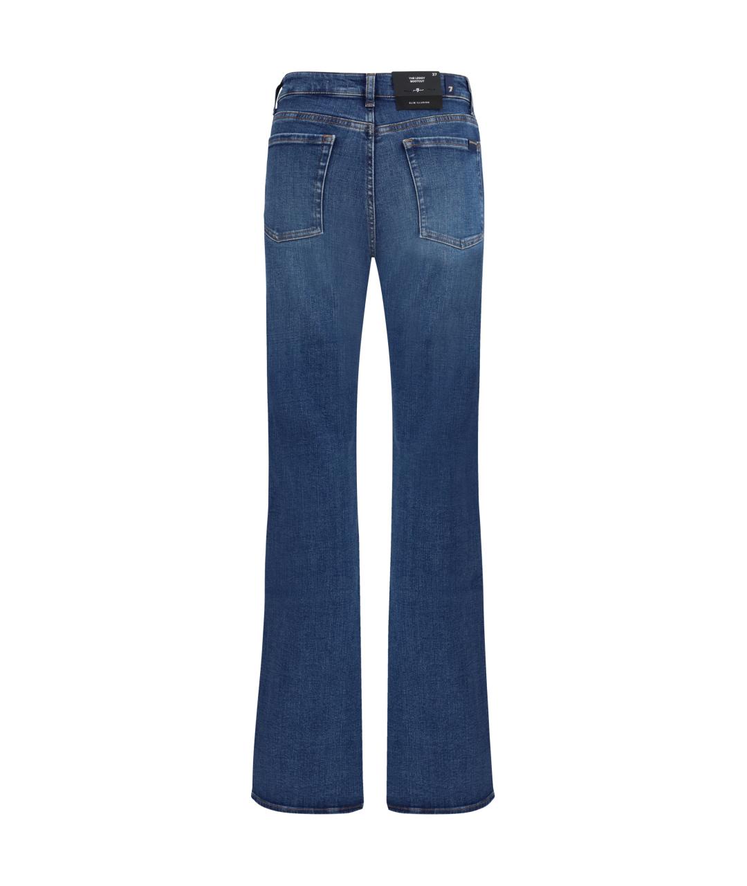 7 FOR ALL MANKIND Синие хлопко-эластановые прямые джинсы, фото 2