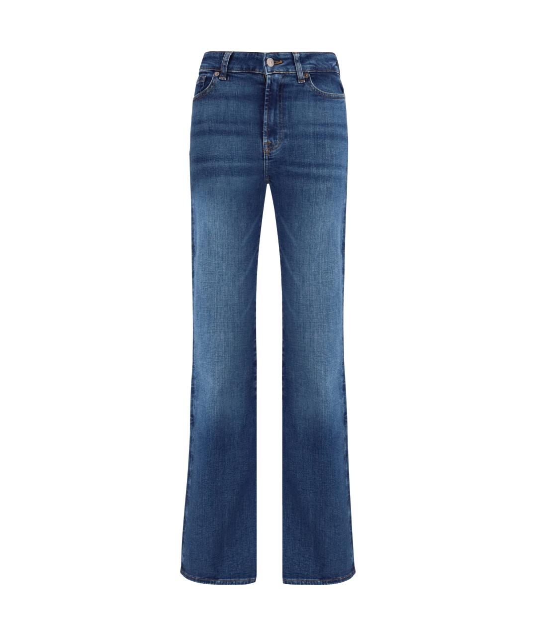 7 FOR ALL MANKIND Синие хлопко-эластановые прямые джинсы, фото 1