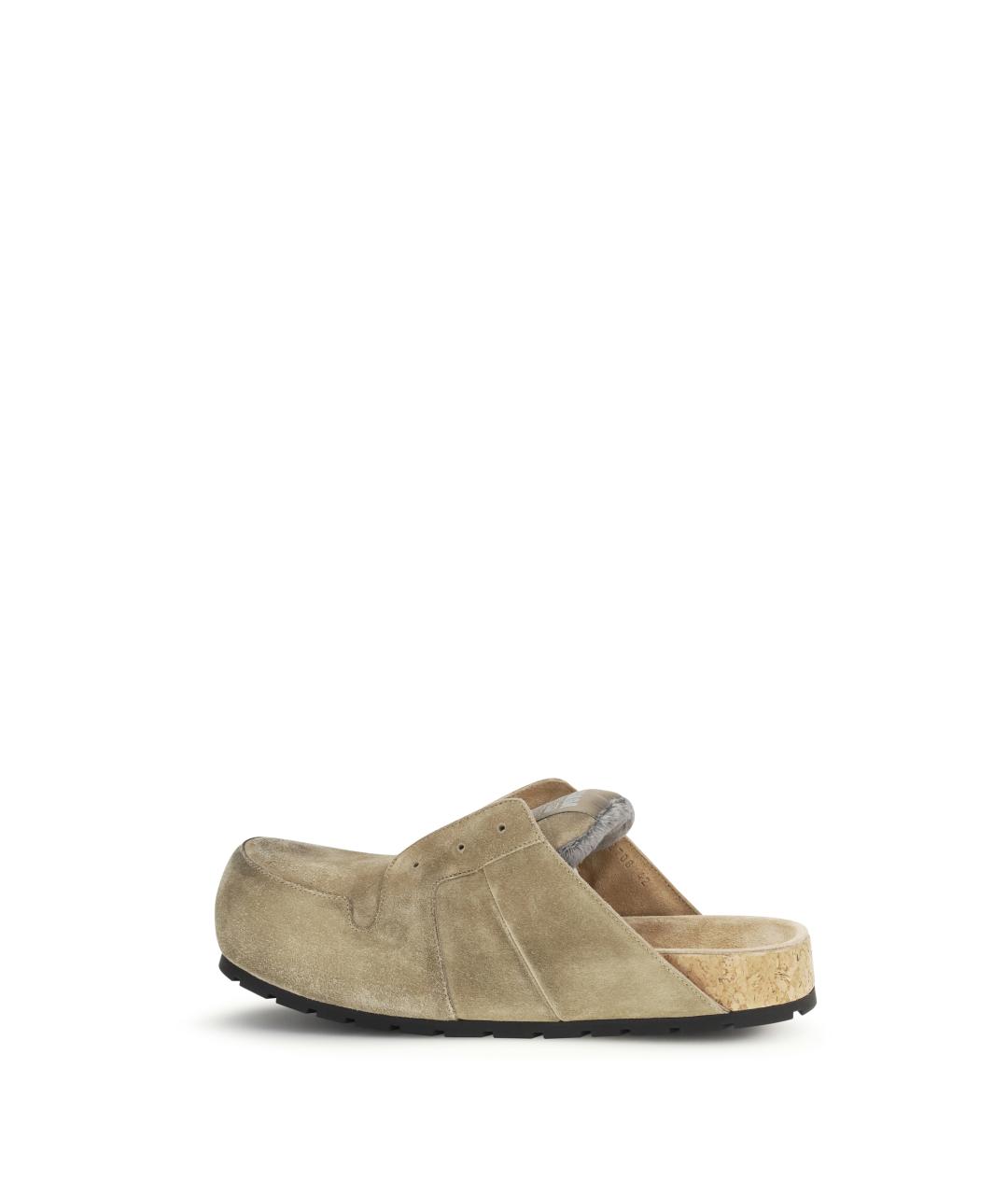 BALENCIAGA Бежевые замшевые шлепанцы, фото 3