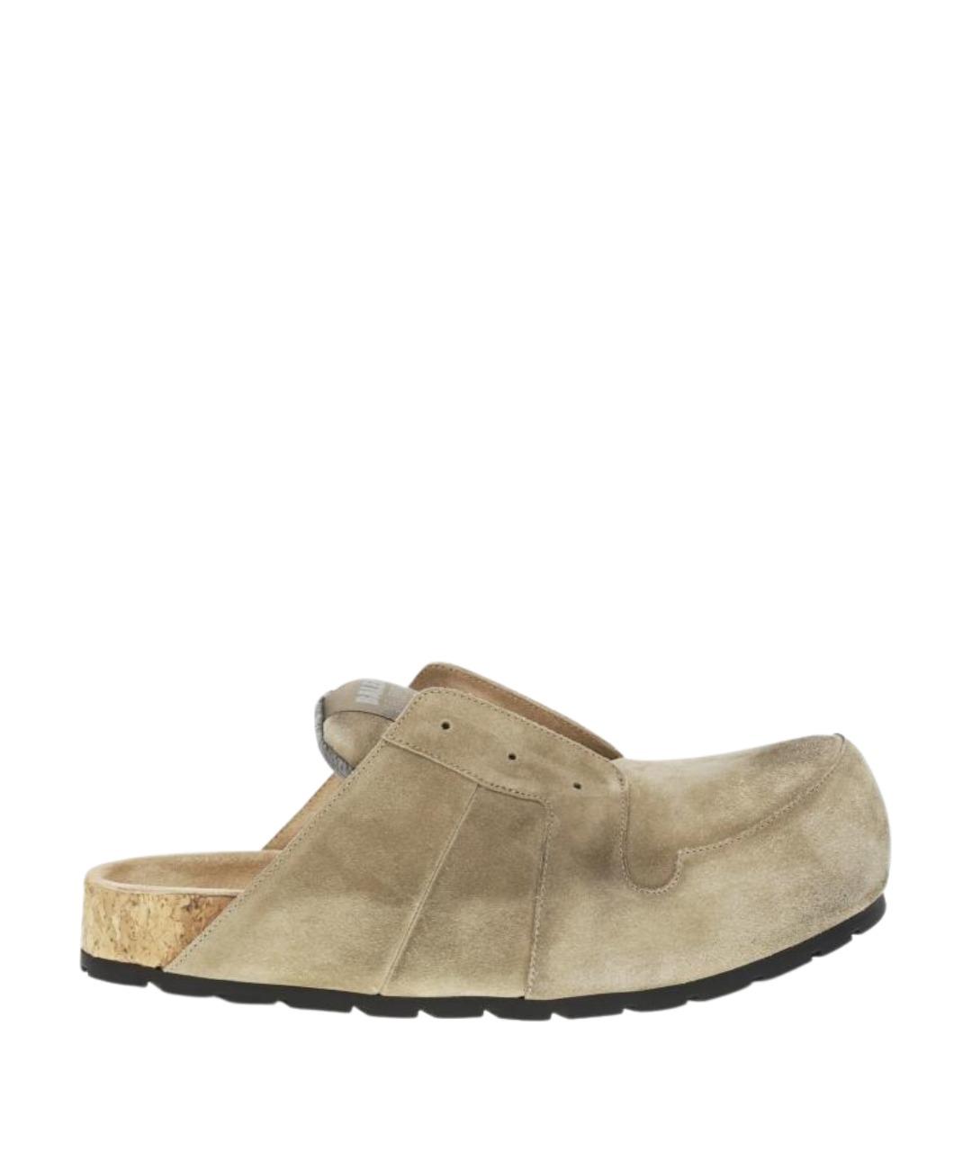 BALENCIAGA Бежевые замшевые шлепанцы, фото 1