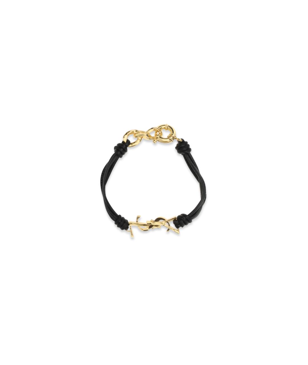 SAINT LAURENT Черный кожаный браслет, фото 2