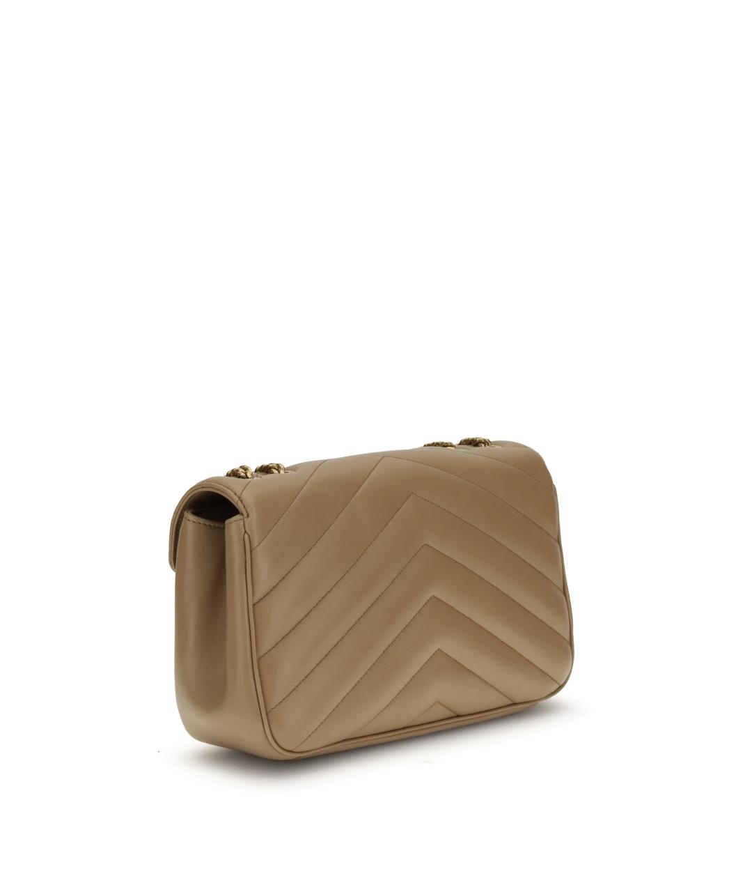 SAINT LAURENT Бежевая кожаная сумка через плечо, фото 3