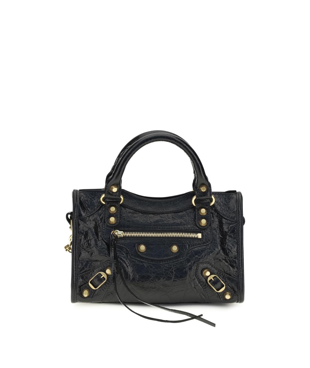 BALENCIAGA Черная кожаная сумка тоут, фото 1