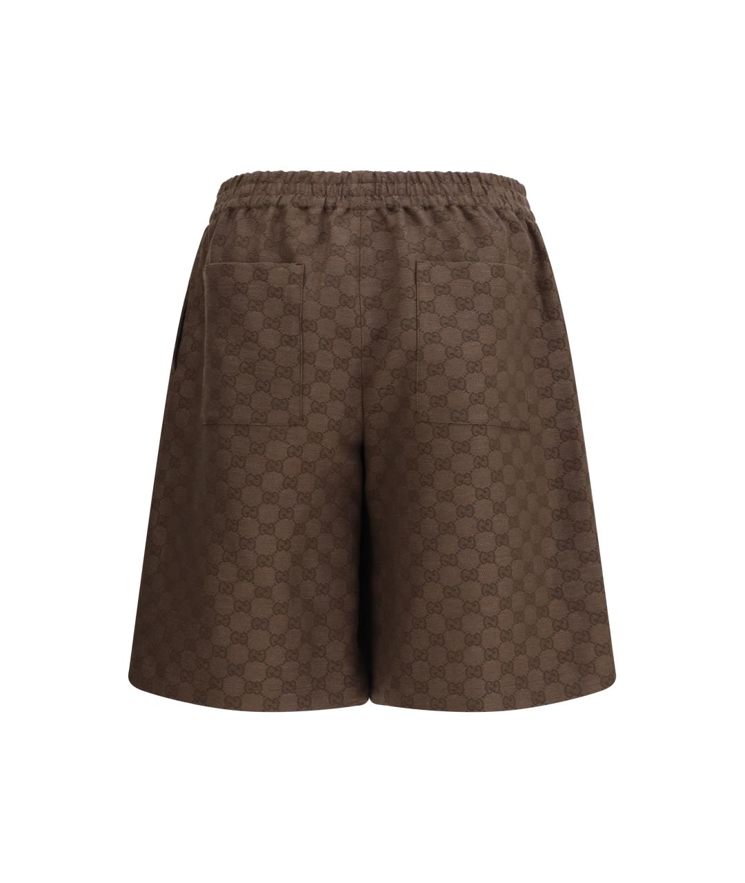 GUCCI Коричневые льняные шорты, фото 2