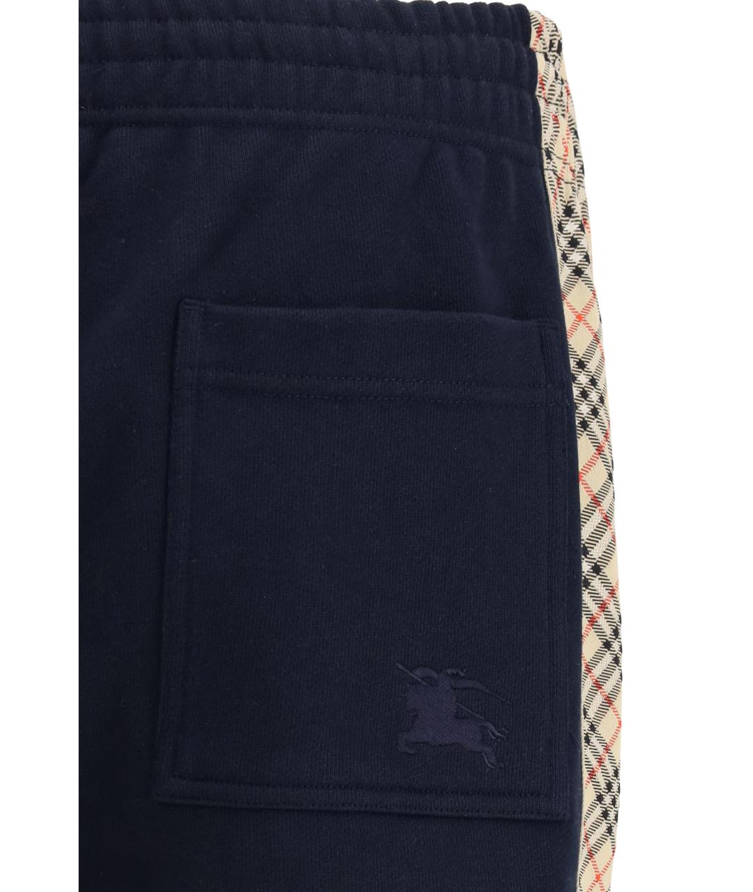 BURBERRY Темно-синие хлопковые повседневные брюки, фото 3