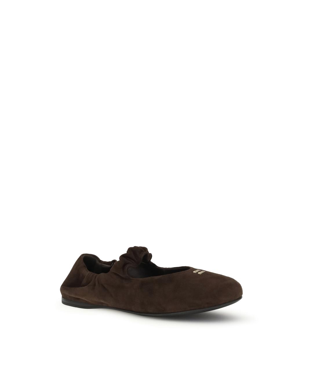 MIU MIU Коричневые замшевые балетки, фото 2