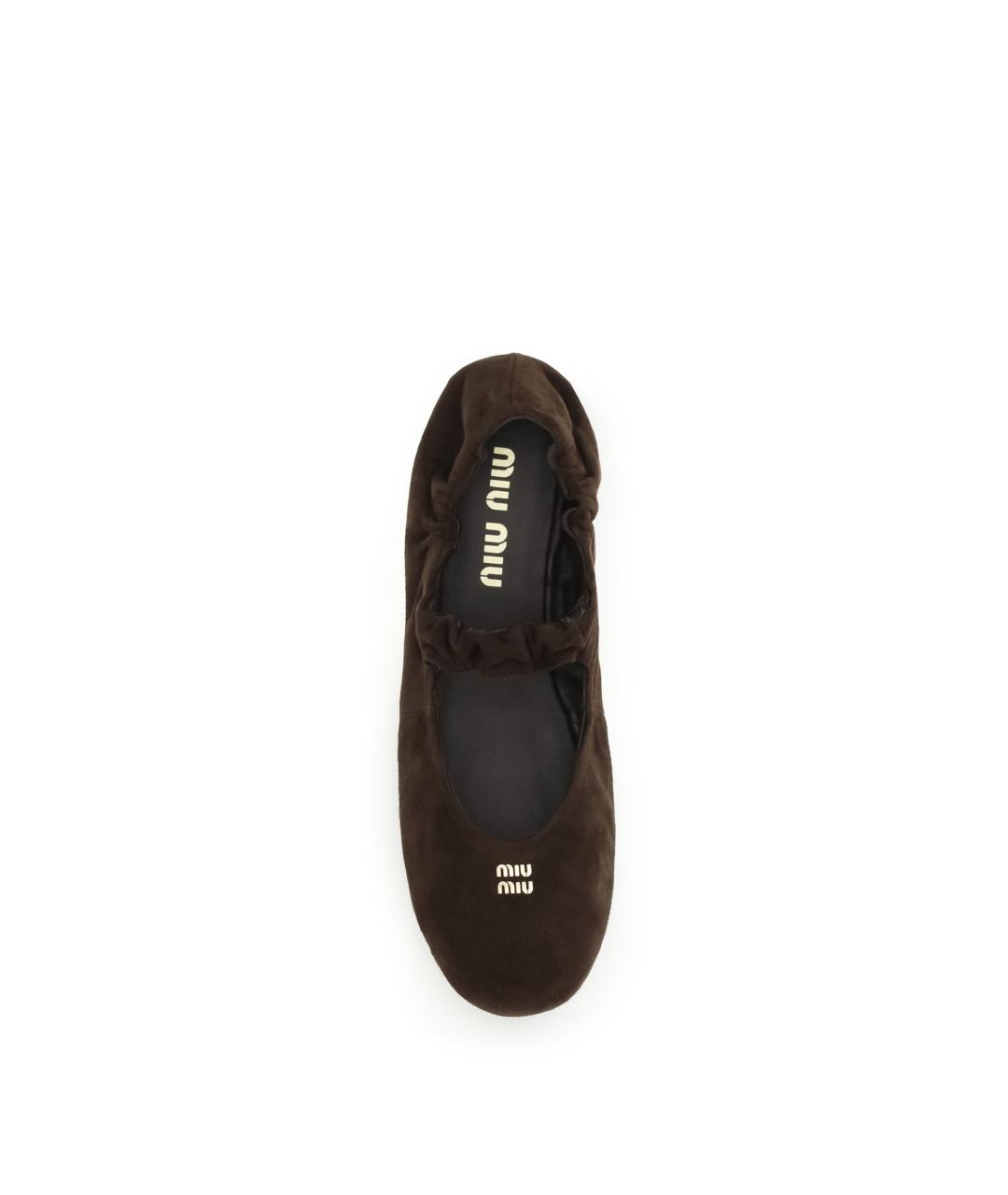 MIU MIU Коричневые замшевые балетки, фото 4