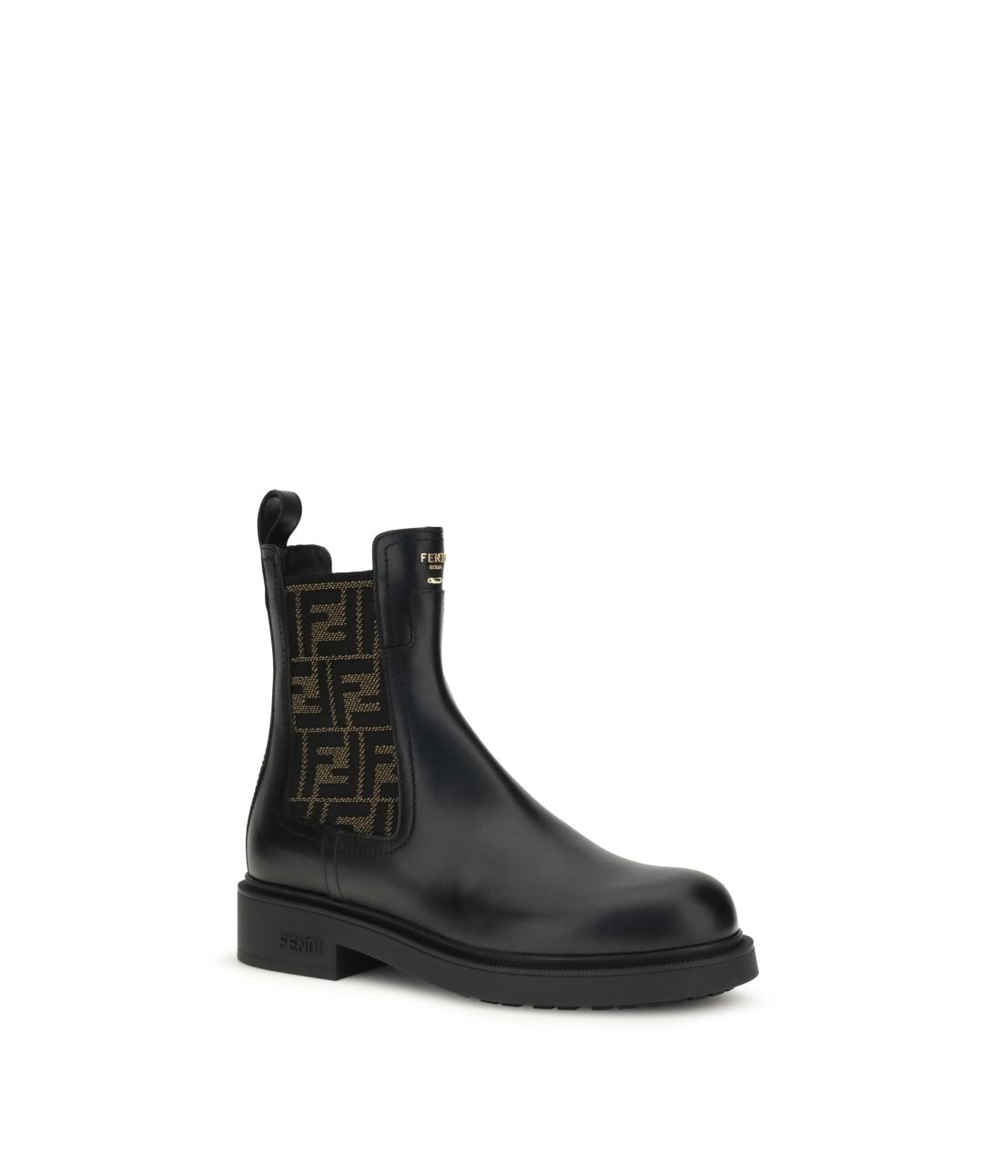 FENDI Черные кожаные ботинки, фото 2
