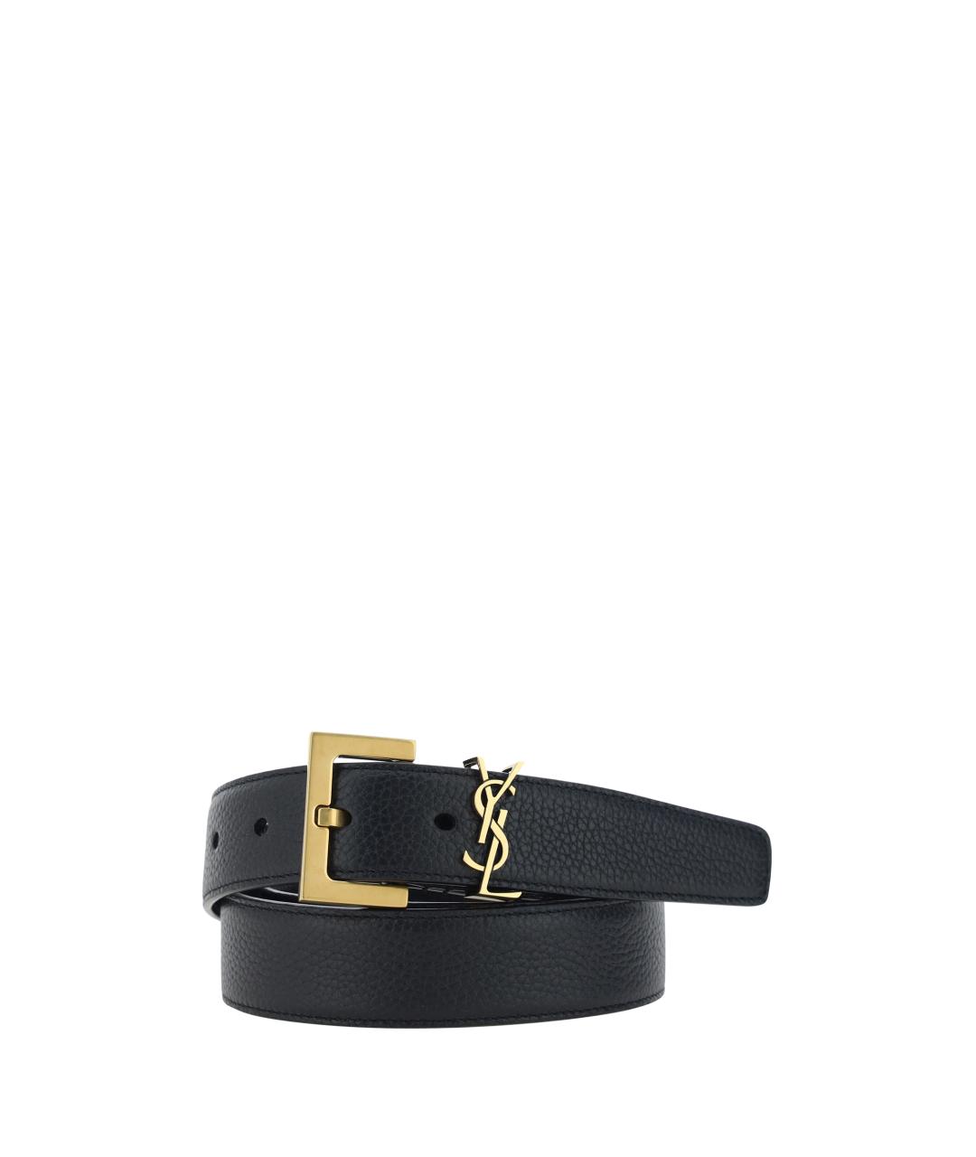 SAINT LAURENT Черный кожаный ремень, фото 1
