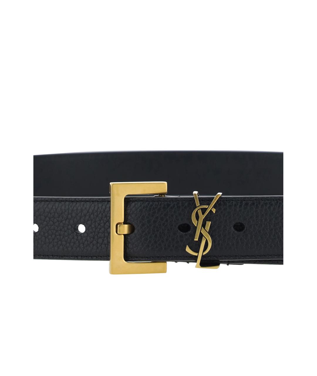 SAINT LAURENT Черный кожаный ремень, фото 3