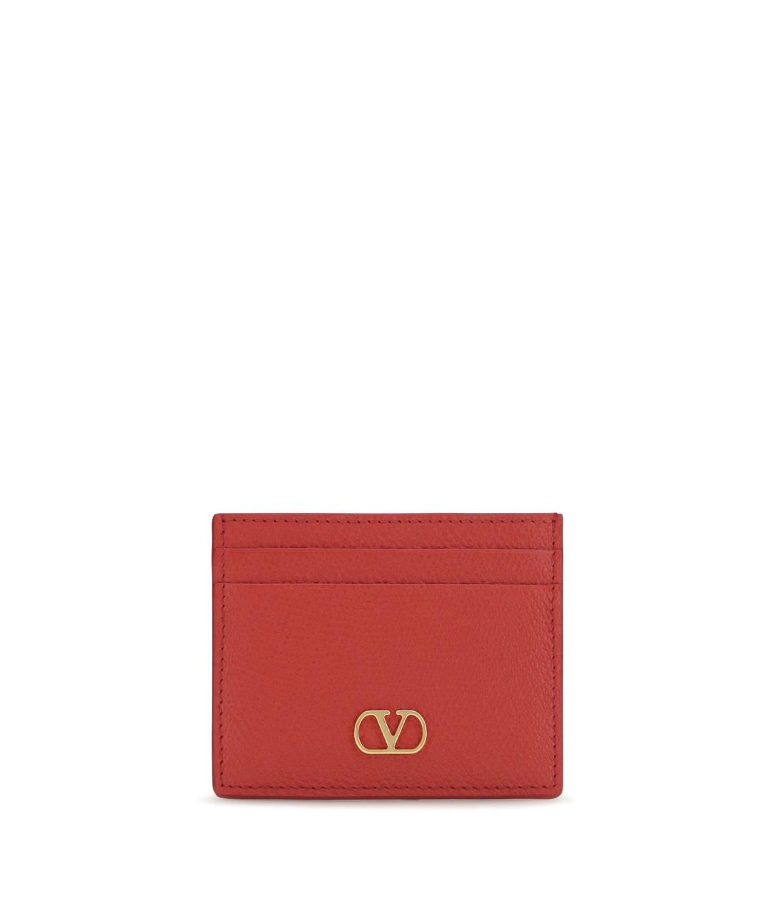 VALENTINO Красный кожаный кардхолдер, фото 1