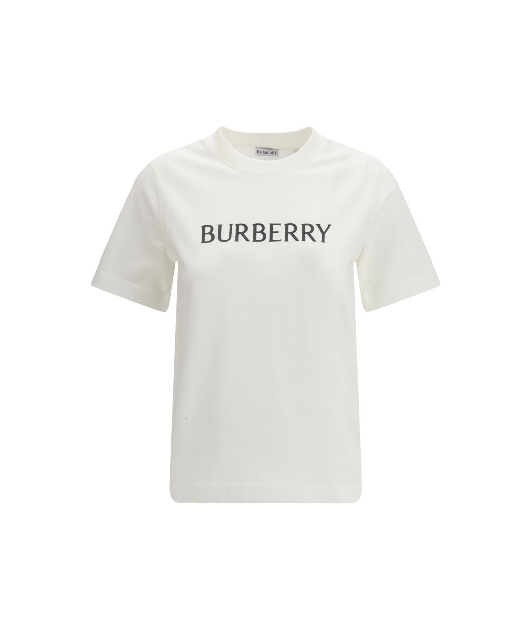 BURBERRY Белая хлопковая футболка, фото 4