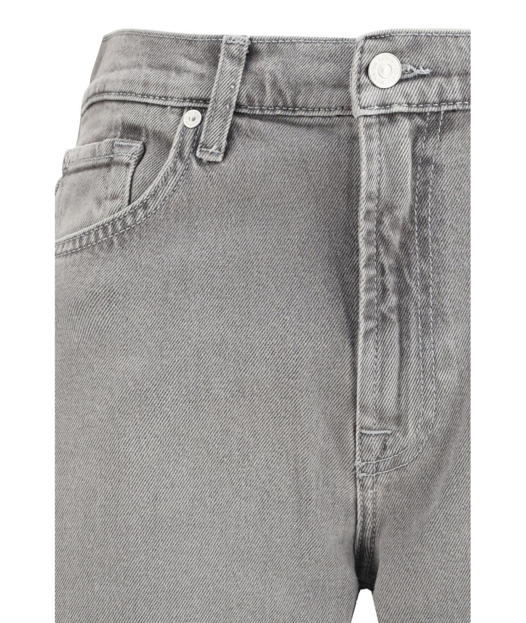 7 FOR ALL MANKIND Серые хлопко-эластановые прямые джинсы, фото 3