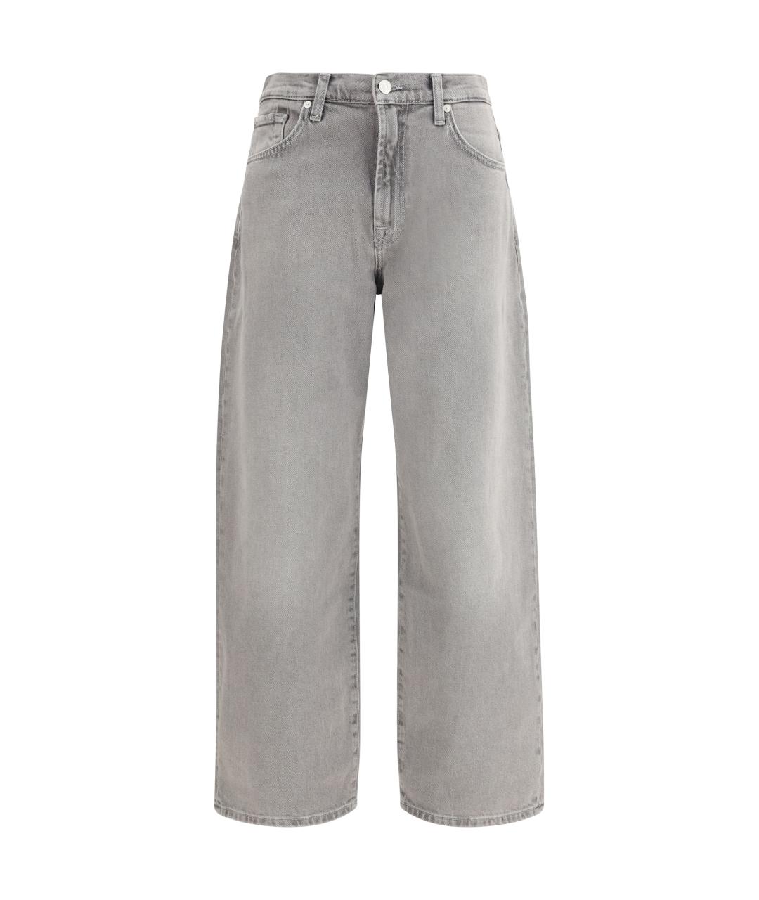7 FOR ALL MANKIND Серые хлопко-эластановые прямые джинсы, фото 1