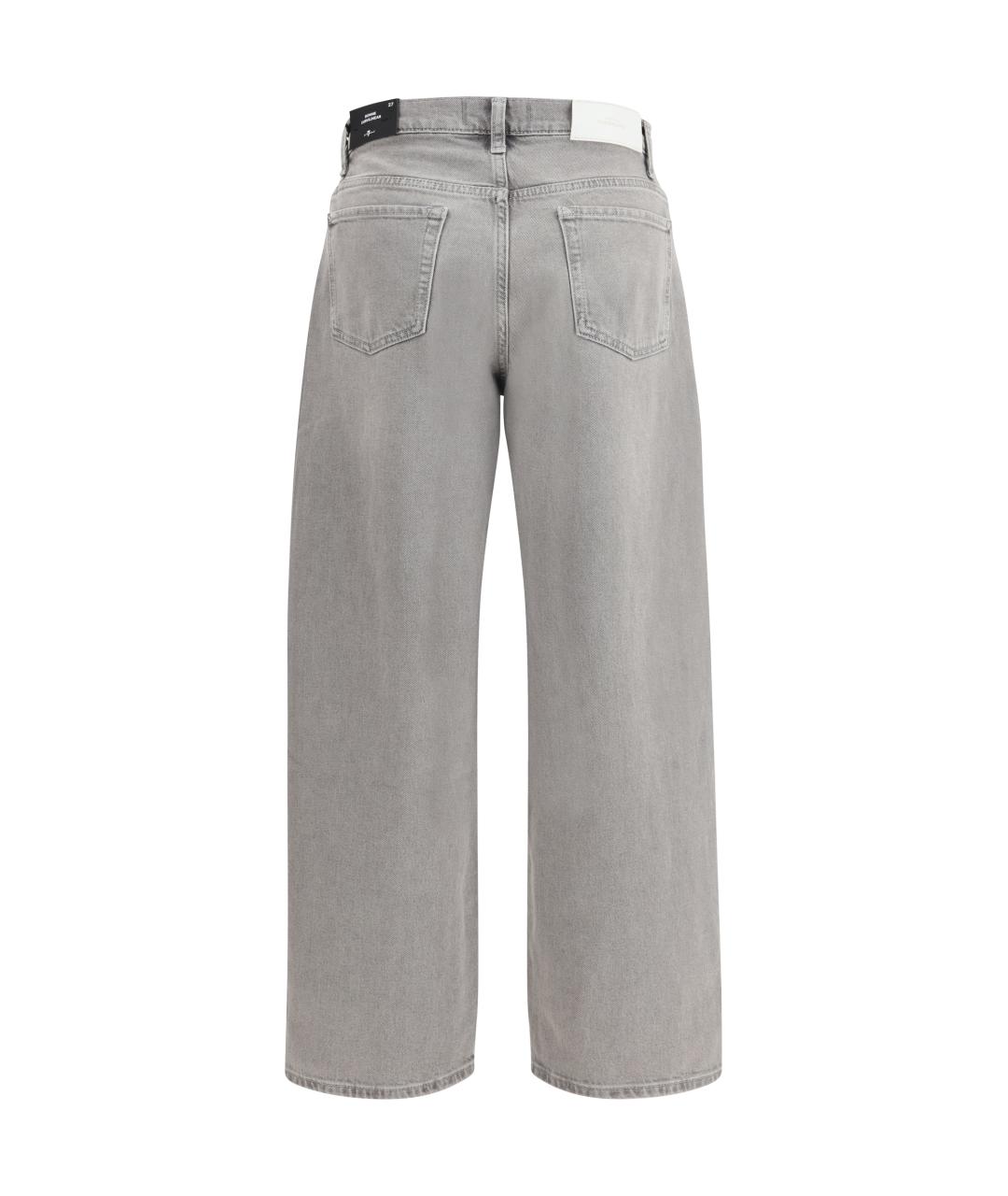 7 FOR ALL MANKIND Серые хлопко-эластановые прямые джинсы, фото 2