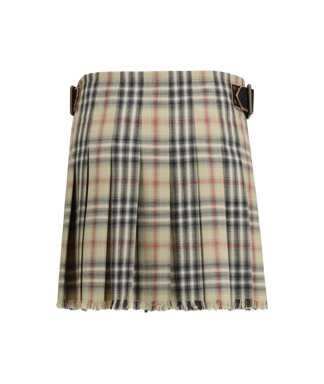 BURBERRY Мульти шерстяная юбка мини, фото 2