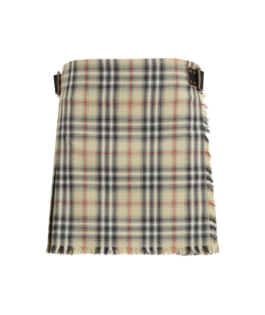 BURBERRY Мульти шерстяная юбка мини, фото 1