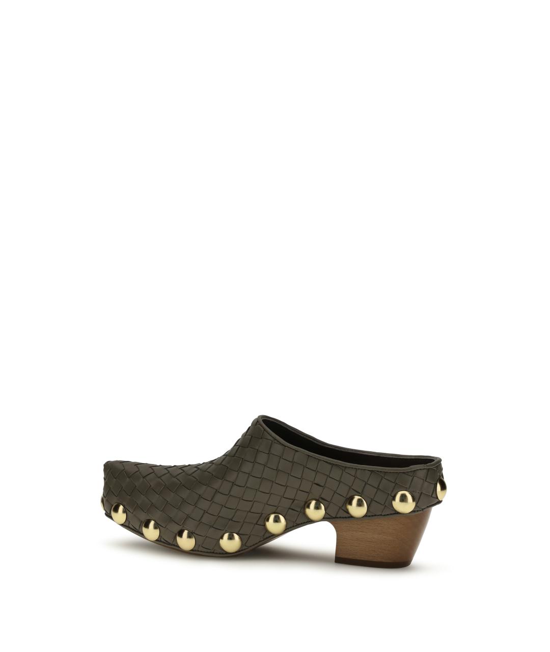 BOTTEGA VENETA Коричневые кожаные сабо, фото 3