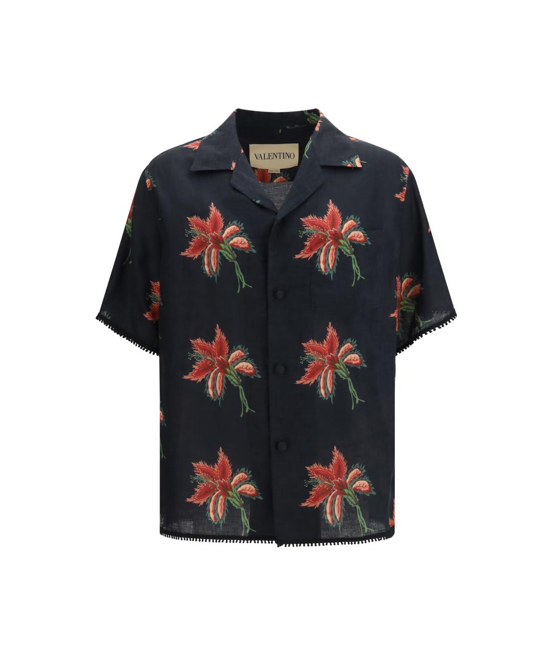 VALENTINO Черная льняная кэжуал рубашка, фото 1